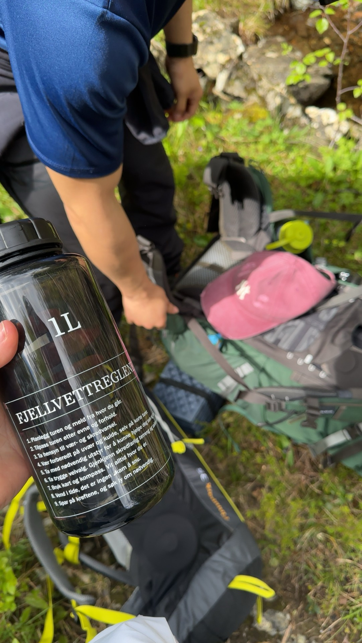 Filling up water bottle at the start of our journey